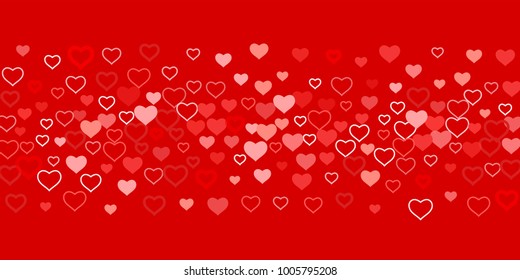 Heart of confetti beautifully chaotic falls on the background. An opening for Valentine's Day or an invitation to a wedding or a party or a horizontal background for a banner, poster. Vector