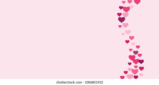 Heart of confetti beautifully chaotic falls on the background. An opening for Valentine's Day or an invitation to a wedding or a party or a horizontal background for a banner, poster. Vector