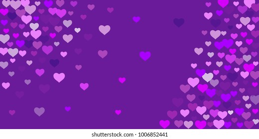Heart of confetti beautifully chaotic falls on the background. An opening for Valentine's Day or an invitation to a wedding or a party or a horizontal background for a banner, poster. Vector