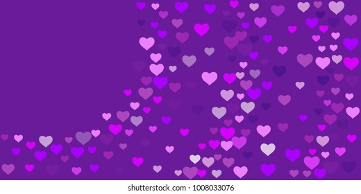 Heart of confetti beautifully chaotic falls on the background. An opening for Valentine's Day or an invitation to a wedding or a party or a horizontal background for a banner, poster. Vector