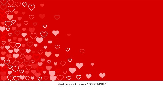Heart of confetti beautifully chaotic falls on the background. An opening for Valentine's Day or an invitation to a wedding or a party or a horizontal background for a banner, poster. Vector