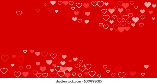 Heart of confetti beautifully chaotic falls on the background. An opening for Valentine's Day or an invitation to a wedding or a party or a horizontal background for a banner, poster. Vector