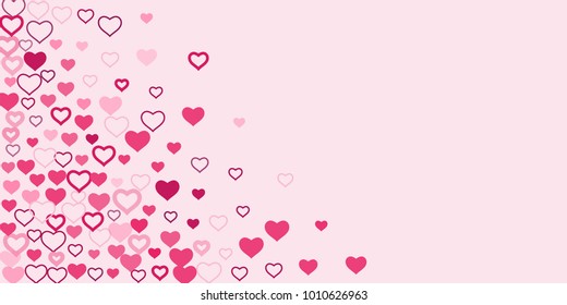 Heart of confetti beautifully chaotic falls on the background. An opening for Valentine's Day or an invitation to a wedding or a party or a horizontal background for a banner, poster. Vector