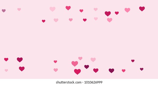 Heart of confetti beautifully chaotic falls on the background. An opening for Valentine's Day or an invitation to a wedding or a party or a horizontal background for a banner, poster. Vector