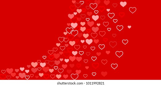 Heart of confetti beautifully chaotic falls on the background. An opening for Valentine's Day or an invitation to a wedding or a party or a horizontal background for a banner, poster. Vector