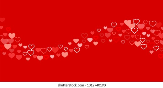 Heart of confetti beautifully chaotic falls on the background. An opening for Valentine's Day or an invitation to a wedding or a party or a horizontal background for a banner, poster. Vector