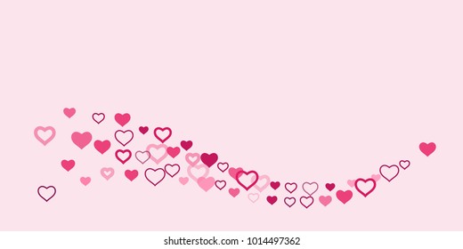 Heart of confetti beautifully chaotic falls on the background. An opening for Valentine's Day or an invitation to a wedding or a party or a horizontal background for a banner, poster. Vector