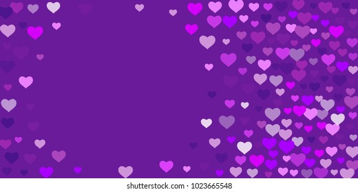 Heart of confetti beautifully chaotic falls on the background. An opening for Valentine's Day or an invitation to a wedding or a party or a horizontal background for a banner, poster. Vector