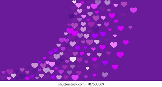 Heart of confetti beautifully chaotic falls on the background. An opening for Valentine's Day or an invitation to a wedding or a party or a horizontal background for a banner, poster. Vector