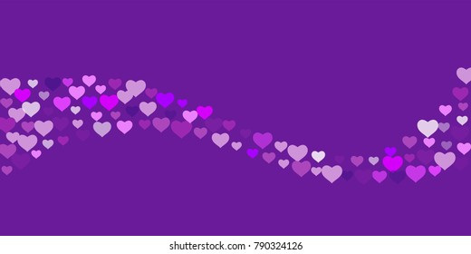 Heart of confetti beautifully chaotic falls on the background. An opening for Valentine's Day or an invitation to a wedding or a party or a horizontal background for a banner, poster. Vector