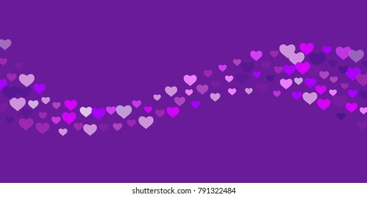 Heart of confetti beautifully chaotic falls on the background. An opening for Valentine's Day or an invitation to a wedding or a party or a horizontal background for a banner, poster. Vector