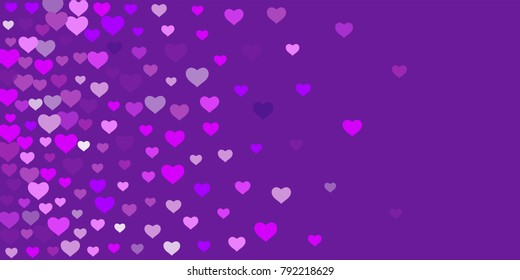 Heart of confetti beautifully chaotic falls on the background. An opening for Valentine's Day or an invitation to a wedding or a party or a horizontal background for a banner, poster. Vector