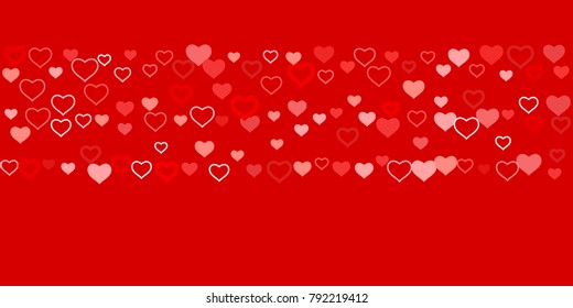 Heart of confetti beautifully chaotic falls on the background. An opening for Valentine's Day or an invitation to a wedding or a party or a horizontal background for a banner, poster. Vector