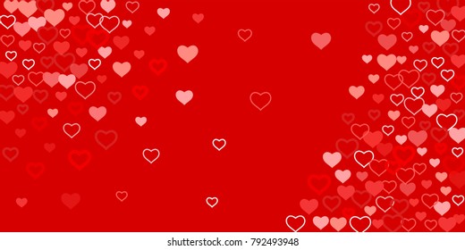 Heart of confetti beautifully chaotic falls on the background. An opening for Valentine's Day or an invitation to a wedding or a party or a horizontal background for a banner, poster. Vector