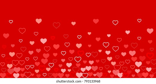 Heart of confetti beautifully chaotic falls on the background. An opening for Valentine's Day or an invitation to a wedding or a party or a horizontal background for a banner, poster. Vector