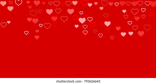 Heart of confetti beautifully chaotic falls on the background. An opening for Valentine's Day or an invitation to a wedding or a party or a horizontal background for a banner, poster. Vector