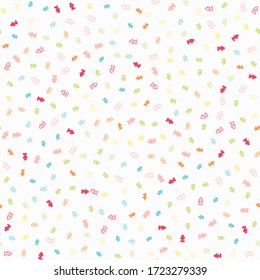 Heart confetti dotty paper texture seamless background. Tiny colored flecked love hearts isolated on white. Modern cute falling speckle pattern. Japanese kawaii wedding or valentine  scrapbook paper