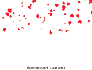 Heart confetti falling down isolated. Valentines day concept. Heart shapes overlay background. Vector festive illustration. Vector