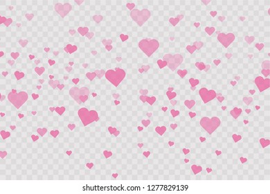 Heart confetti falling down isolated. Valentines day concept. Heart shapes overlay background. Vector festive illustration. Vector. Valentines Day background