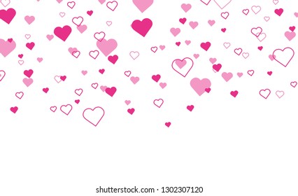 Heart confetti falling down isolated. Valentines day concept. Heart shapes overlay background. Vector festive illustration. Vector. Valentines Day background