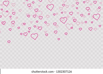 Heart confetti falling down isolated. Valentines day concept. Heart shapes overlay background. Vector festive illustration. Vector. Valentines Day background