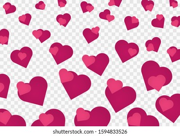 Heart confetti falling down isolated. Romantic Scattered Hearts Design Element. Valentines day concept. Love symbol. February 14.Be my valentine. Heart confetti. Vector festive illustration.