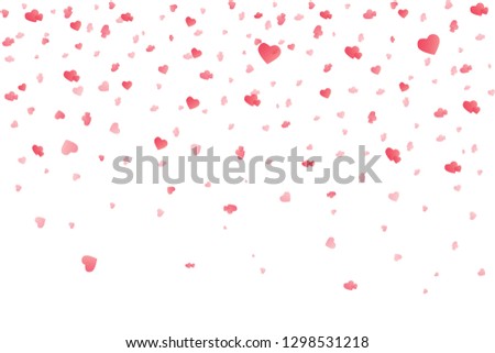 Heart confetti falling down isolated. Valentines day concept. Heart shapes overlay background. Vector festive illustration.