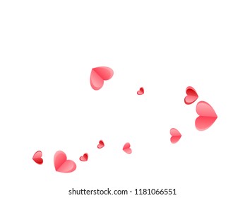 Heart confetti falling on white background. February 14th vector backdrop. Red and pink folded paper cut hearts. Friendship relations symbols. Decor elements vector design.