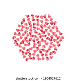 Heart confetti falling on white background. Engagement event vector backdrop. Red and rose color folded paper hearts. Friendship relations symbols. Holiday decor elements vector design.