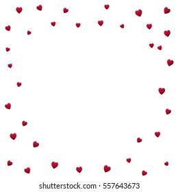 Heart Confetti Falling On White Background. Vector