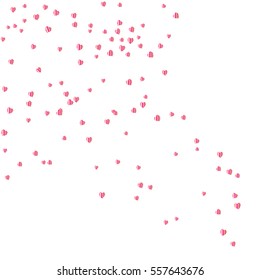Heart Confetti Falling On White Background. Vector