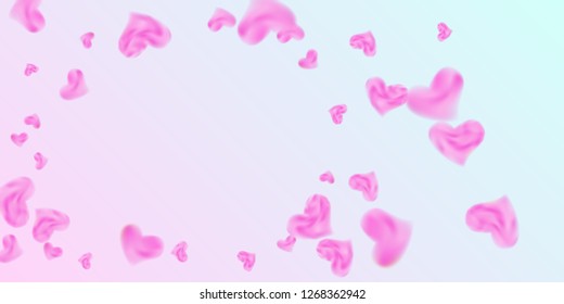 The heart of confetti  falls chaotically in the background. Vector flyer template design. Festive decoration concept. Pink confetti festive background for Valentines day. Vector illustration