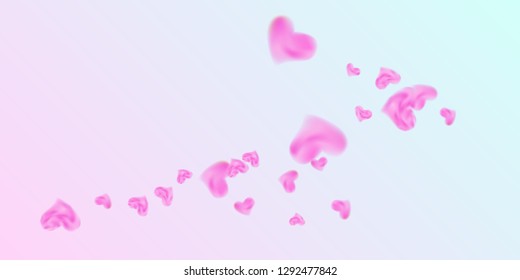 The heart of confetti  falls chaotically in the background. Vector flyer template design. Festive decoration concept. Pink confetti festive background for Valentines day. Vector illustration