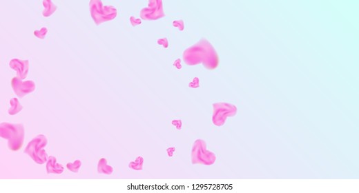 The heart of confetti  falls chaotically in the background. Vector flyer template design. Festive decoration concept. Pink confetti festive background for Valentines day. Vector illustration