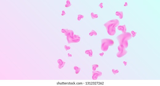 The heart of confetti  falls chaotically in the background. Vector flyer template design. Festive decoration concept. Pink confetti festive background for Valentines day. Vector illustration