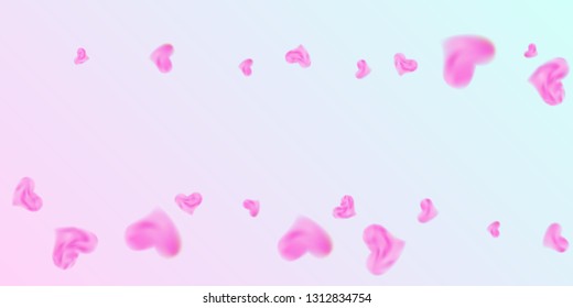 The heart of confetti  falls chaotically in the background. Vector flyer template design. Festive decoration concept. Pink confetti festive background for Valentines day. Vector illustration