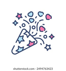 Heart Confetti Filled Color Icon, Vector illustration