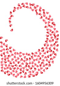 Heart confetti flying on white background. February 14th vector backdrop. Red rose folded paper cut hearts. Friendship symbols. Holiday decor elements graphic design.