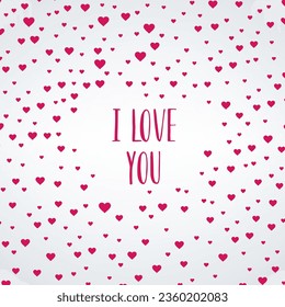 Heart Confetti I Love You Background. St Valentine Day Card with Classical Hearts.