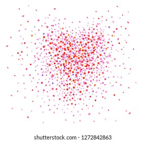 Heart from confetti on isolated white. Holiday colorful background from geometric elements. Festive pattern for banners, posters and flyers. Greeting cards. Doodle for design and business