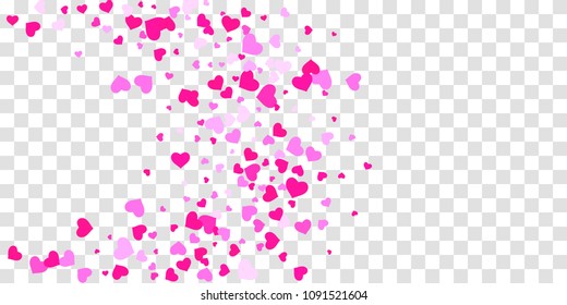 The heart of confetti in red and pink color is beautifully falling chaotically against the background. Template for posters, posters, postcards, invitations. Valentine's Day. Vector illustration