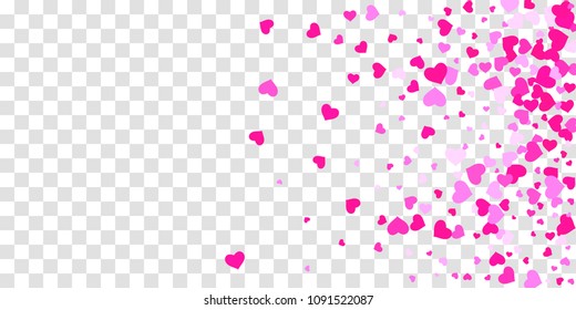 The heart of confetti in red and pink color is beautifully falling chaotically against the background. Template for posters, posters, postcards, invitations. Valentine's Day. Vector illustration