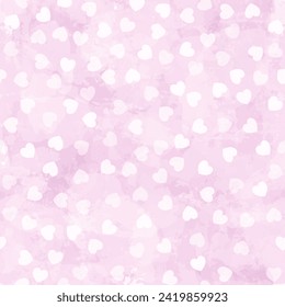 Heart confetti seamless vector pattern. Love watercolor background, for Valentine's day. Red, pink and rose hearts flying, for 14 February