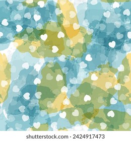 Patrón de vector sin fisuras de confeti de corazón. Fondo de la acuarela del amor, para el día de San Valentín. Corazones rojos, rosas y rosas volando, para el 14 de febrero