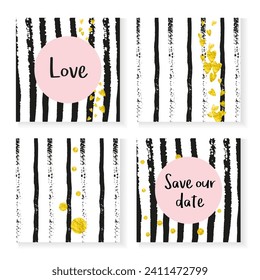 Heart Confetti. Stripe Minimal Print. White Grunge Starburst. Golden Mothers Concept. Black Stylish Stardust. Scrapbook Illustration Set. Glittery Card. Stripe Heart Confetti