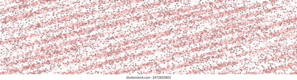 Heart confetti valentine overlay.  Red hearts scattered on white background. Joyfull heart confetti vector illustration
