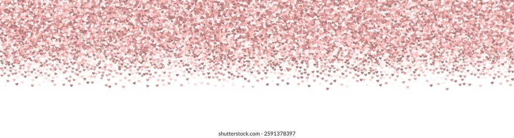 Heart confetti valentine overlay.  Red hearts scattered on white background. Joyfull heart confetti vector illustration