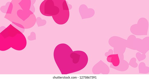 Heart confetti for Valentine's Day. The concept of festive decoration. Fashionable color concept. Trendy pink background in the shape of pink heart confetti for women's day.