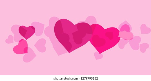 Heart confetti for Valentine's Day. The concept of festive decoration. Fashionable color concept. Trendy pink background in the shape of pink heart confetti for women's day.