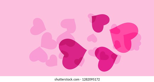 Heart confetti for Valentine's Day. The concept of festive decoration. Fashionable color concept. Trendy pink background in the shape of pink heart confetti for women's day.